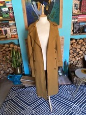 Hush Size 12-14 M/l Trench Coat Jacket Long Sand Tan Brown Double Breasted Smart