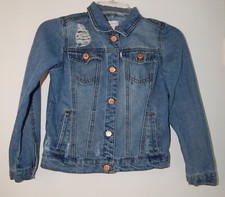 Tommy Bahama Girls Distressed Denim Button Up Trucker Jean Jacket Size 12 Blue