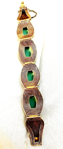 Antikes chinesisches Export Armband Silber Goldwäsche Perser Türkis & Emaille - Bild 5 von 5