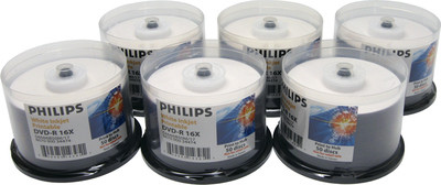 (300) DVMRPHIJ DVD Disc Philips Inkjet Printable DVD-R 16x DVDR Blank ...