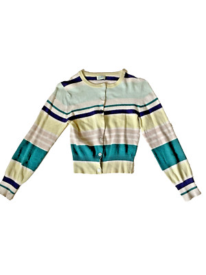 Clements Ribeiro VINTAGNE CASHMERE Strickjacke 80er 90er Designer gekochte Wolle Streifen