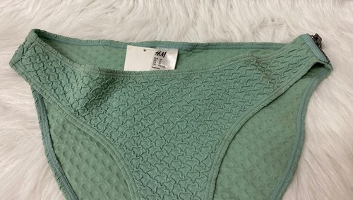 H&M Women’s Side Zip Bottom Bikini Swimwear Sz 12 Green - Picture 7 of 7