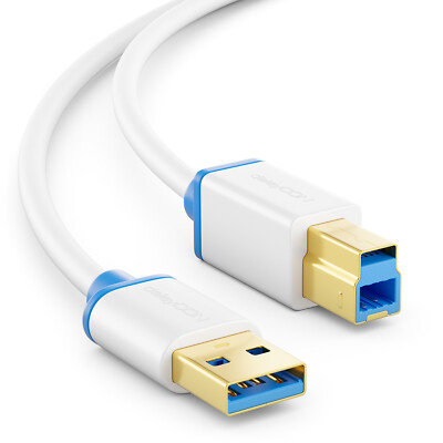 0,5m USB Kabel Druckerkabel USB3.0 Scanner Kabel USB A-Stecker zu B-Stecker Weiß