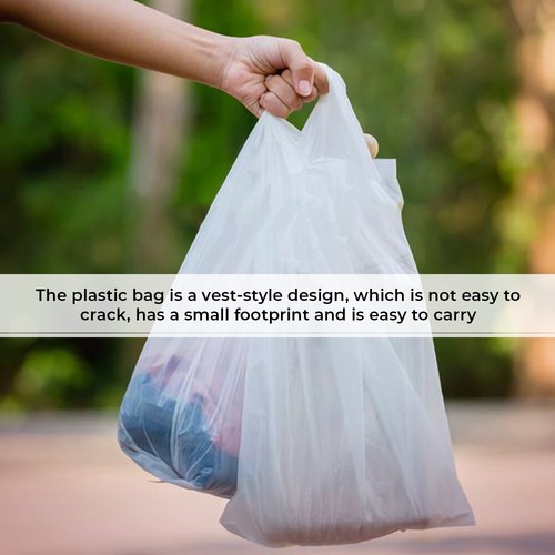 100 chaleco bolsas de plástico azul blanco y negro tallas mixtas para comestibles - Imagen 35 de 51