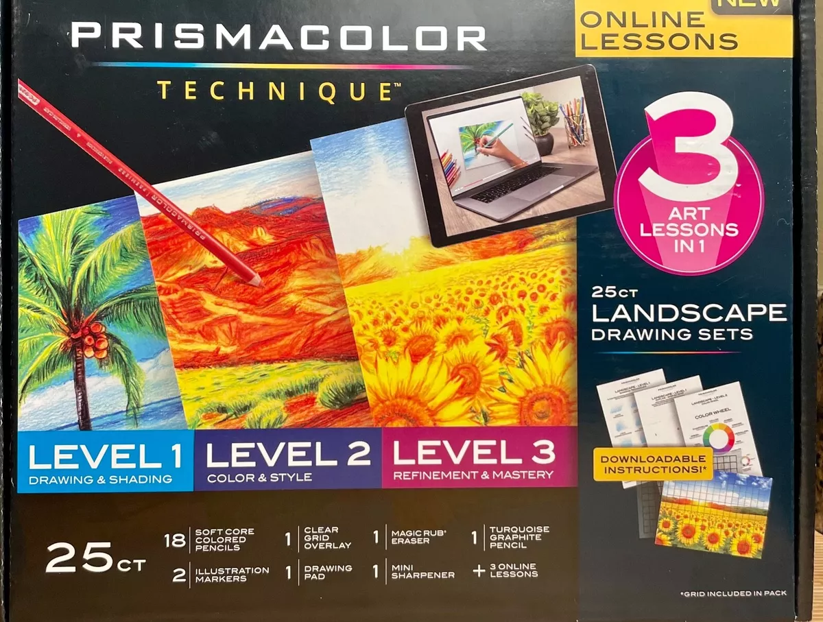PRISMACOLOR TECHNIQUE 25 PC ART SET LANDSCAPE LEVELS 1, 2, 3 + 3