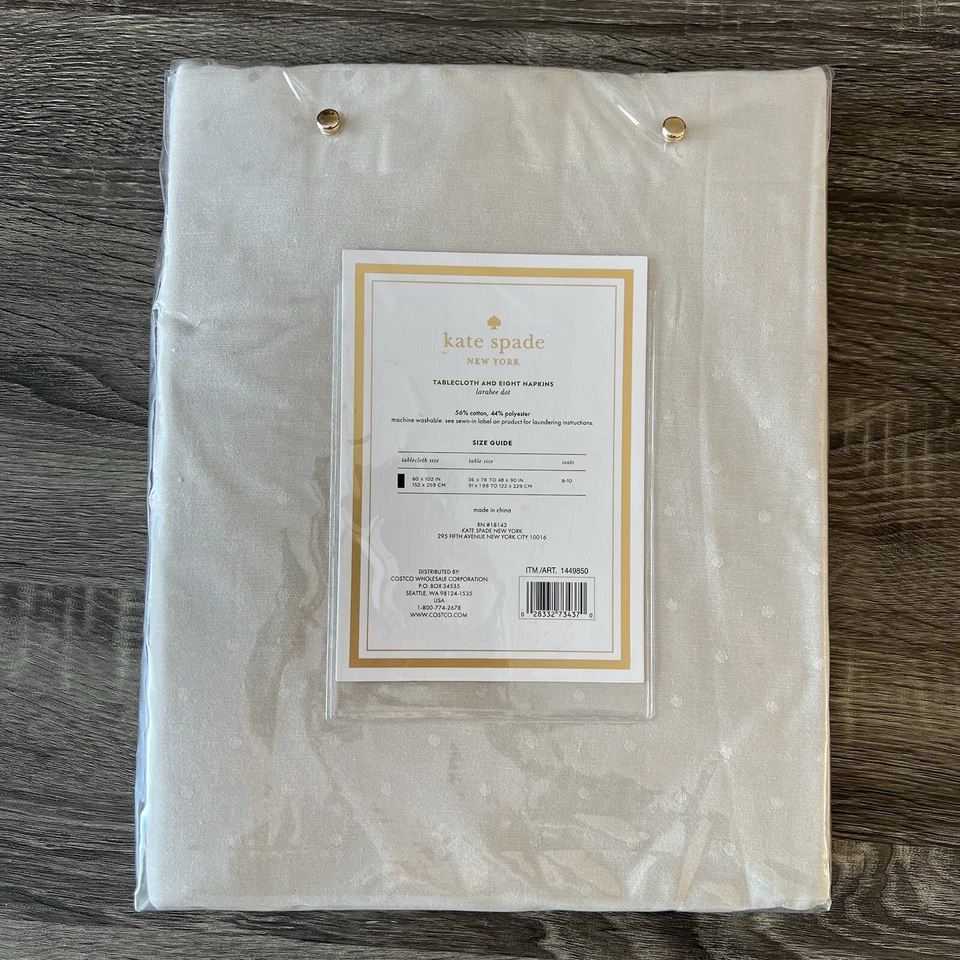 Kate Spade New York, 9 Piece Larabee Dot Napkin Tablecloth Set Beige - Image 3 of 4
