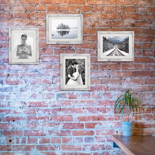 Picture Frames 8X10 Set of 2 Distressed White Wood Grain Photo Frame for Gallery - Picture 6 of 7