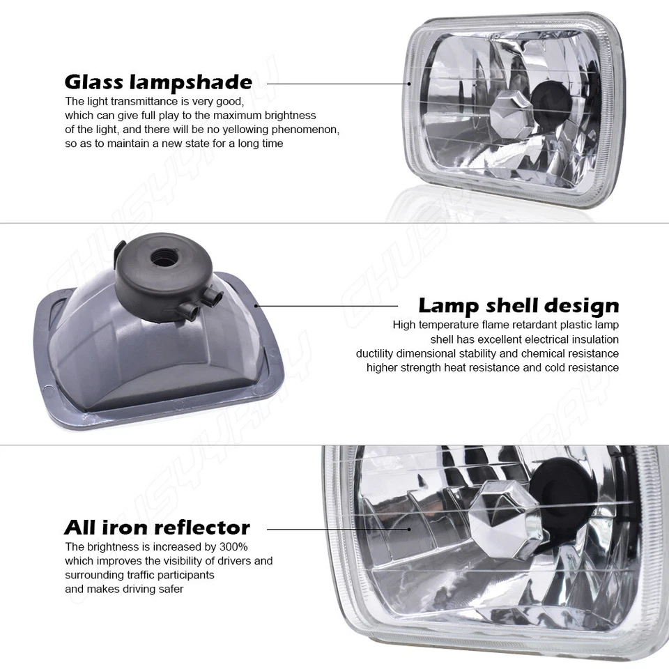 2PCS 7x6" Inch LED Headlights Hi/Lo Beam Fit Toyota Tacoma 4Runner RAV4 Pickup - Image 4 of 4