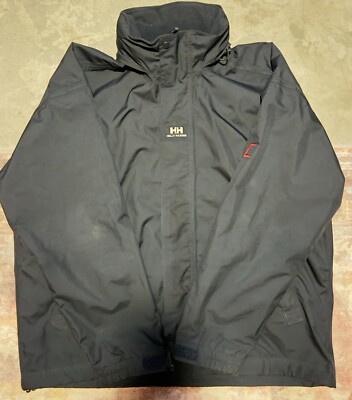 Used Helly Hansen Navy Men XL Helly Tech Sailing Waterproof Windbreaker Jacket