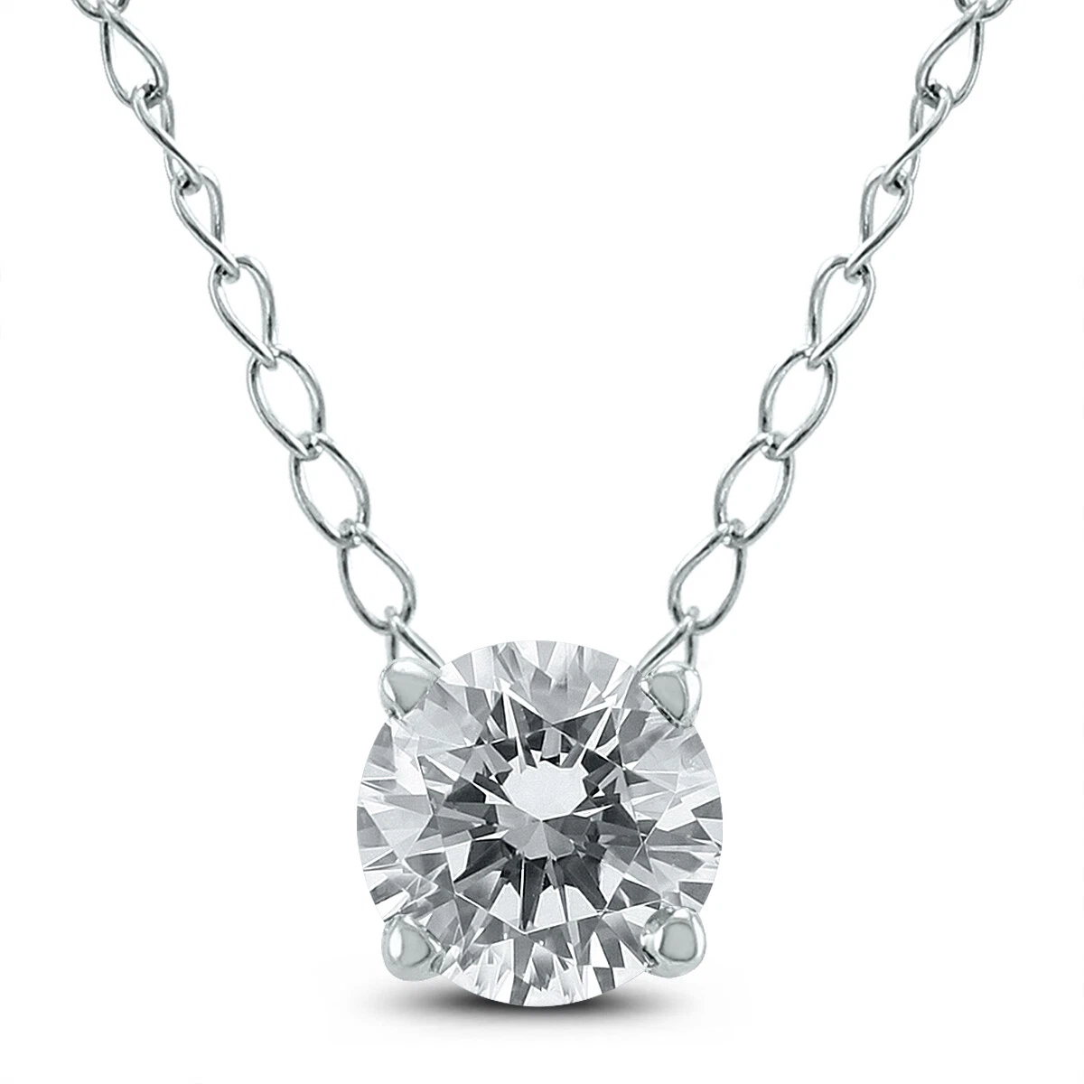 1 2 Carat Floating Round Diamond Solitaire Necklace in 14K White