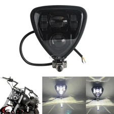 LED Triangle Headlight Headlamp Bottom Mount For Harley Dyna Softail Sportster