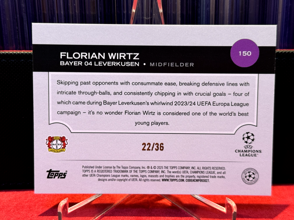 2024-25 Topps UCC Florian Wirtz New Chapter #22/36 2024-25 Topps UCC Florian Wirtz New Chapter #22/36