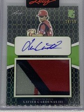 2021 LEAF PERFECT GAME GREEN XAVIER CARDENAS III THREE COLOR PATCH AUTO # 14/19