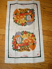 VTG Colonial Williamsburg Linen Kitchen Towel Still Life Fruit Basket (SU137)