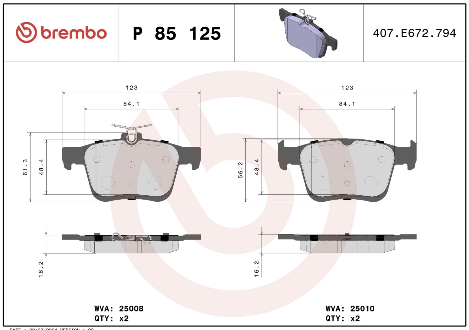 Plaquettes de freins BREMBO P 85 125, la performance du freinage haute précision