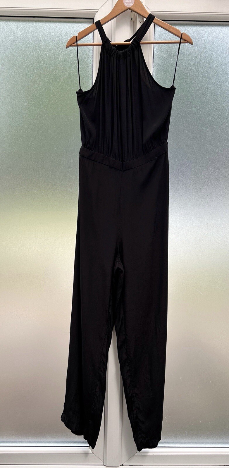 NEW Mango Black Wide Leg Halterneck Jumpsuit Size Large NWT thumbnail 2