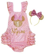 1st BIRTHDAY MINNIE ROMPER - PINK ROMPER - PERSONALIZED ROMPER- Cake Smash