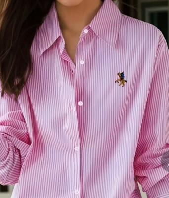 Blusa de manga larga holgada con botones y cuello, 