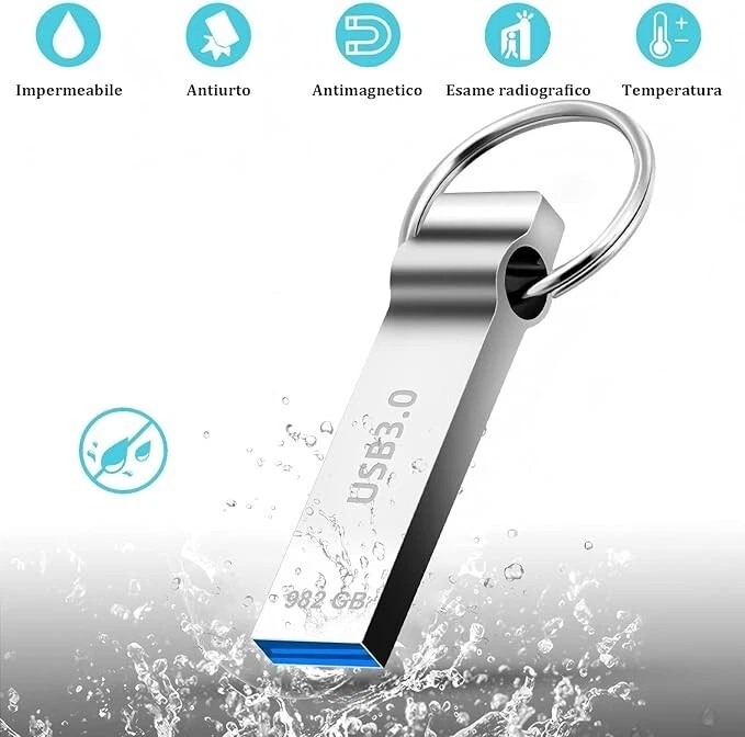 Chiavetta USB 982 GB ultra Veloce Flash USB 3.0 Pendrive Silver penna USB - Immagine 2 di 2