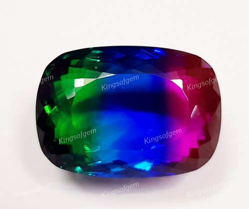 76 Ct Doublet Glass Stone Multi Color Tourmaline Cushion Stone Loose Gemstone - Picture 2 of 5