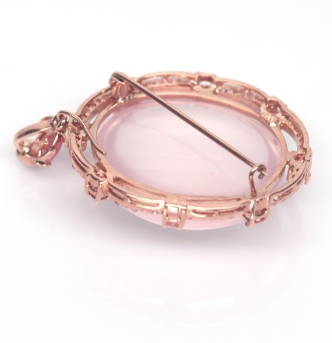 30 X 34 mm. Rose-Quartz Sapphire & Tourmaline Brooch Silver 925 Sterling - Picture 5 of 6