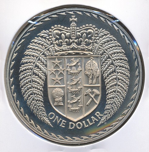 New Zealand 1971 One Dollar $1 (Shield of Arms) - Proof - Picture 2 of 3