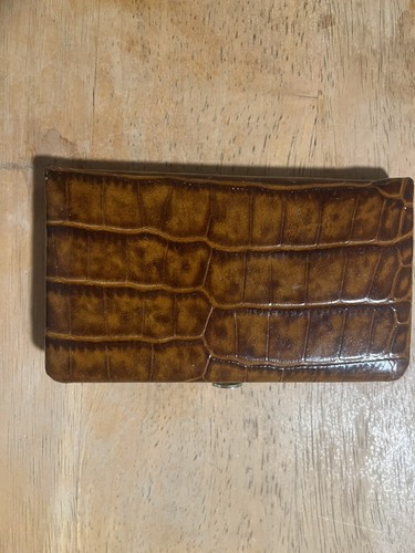 Abas Brown Crocodile Leather Credit Card Holder - Picture 3 of 11