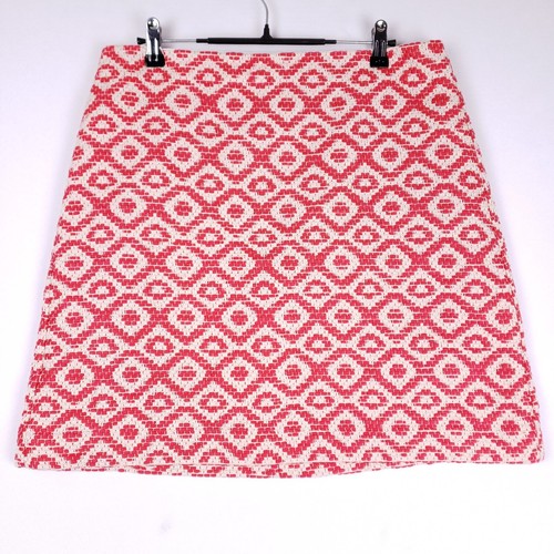 LOFT Mini Skirt Women 12T Red White Textured A-Line Woven Aztec Boho Preppy