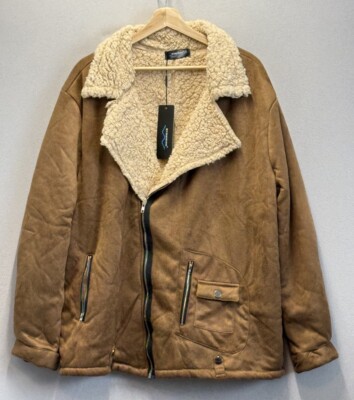 RVHSWDS Women s 2XL Brown Open Cardigan Pockets Fleece Lined Lightweight Jacket