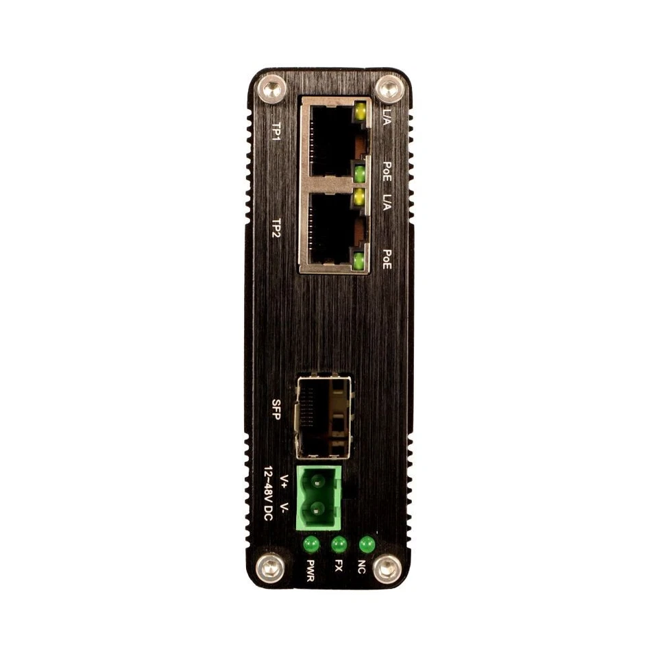2 Port Gigabit Max PoE + 1 Port Gigabit SFP Unmanaged Industrial Switch 12-48VDC - Image 2 of 4