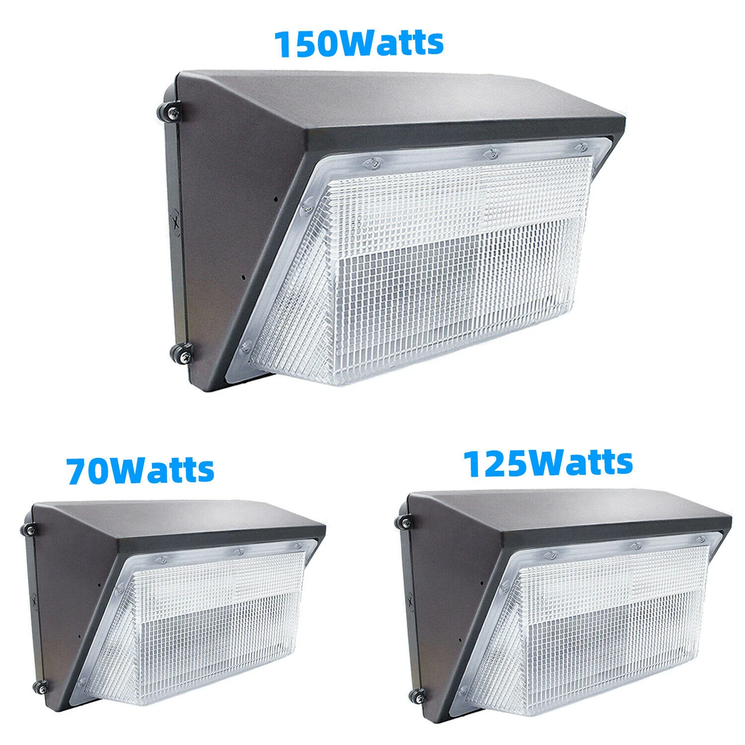 70|125|150W LED Wall Pack Light Dusk-to-Dawn Photocell Outdoor Security Lighting