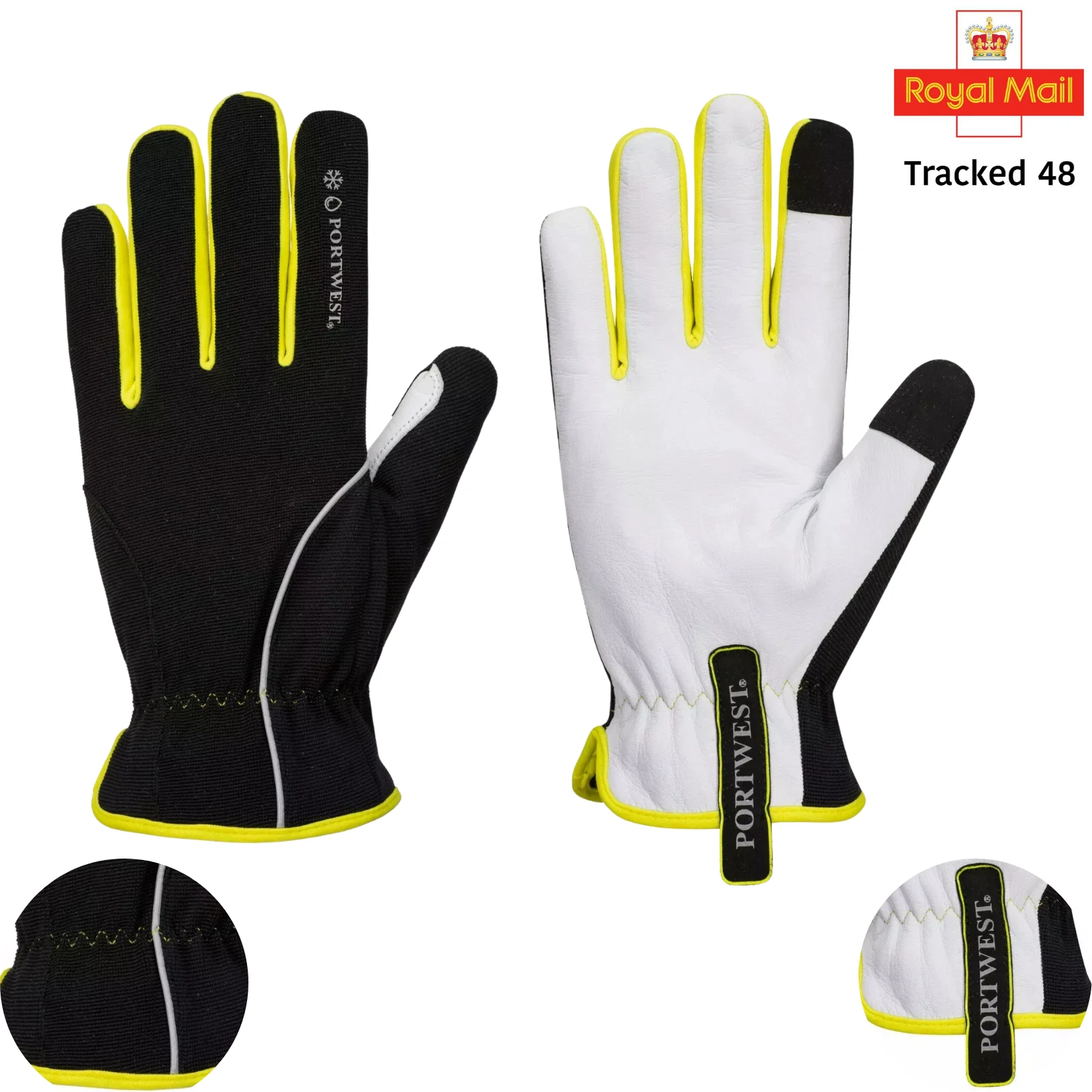 Cold Weather Work Gloves Leather Palm Mechanic Thermal Insulated Cut-Resistant