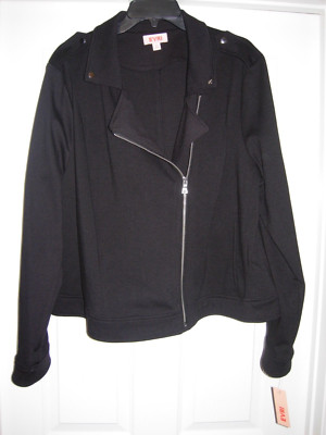 EVRI 2X Black Zip Up Moto Jacket Asymmetrical Collar & Pockets $78. NWT