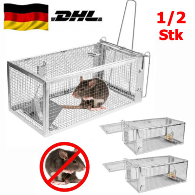 1/2Stk Ratten Massenfänger Alive Lebendfalle Rattenfalle Ratte Kastenfalle DHL