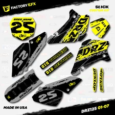 Gray & Yellow Slick Racing Graphics Kit fits Suzuki DRZ125 01-07 DRZ 125 Decals