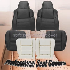 For 2008-2010 Ford F250 F350 XLT Front Bottom / Top LEATHER Cover Black / Foam