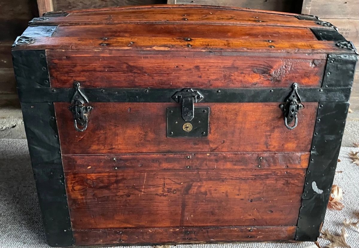 Dark wood Steamer Trunk eBay