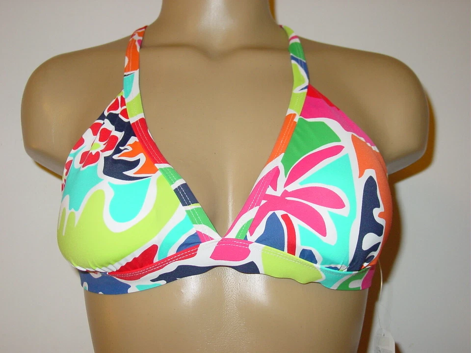 Traje de baño bikini con estampado de hojas brillantes Nautica 2 piezas con tiras en la espalda Top-L-NUEVO $114. Foto 3 de 4
