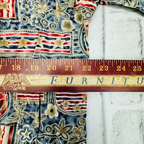 Vintage Hawaiian CAMPIA MODA 100% Rayon US Flag Floral Button-Up Size XL - Picture 8 of 8