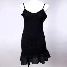 Leola Couture Women's Black Mesh Polka Dot Slip Dress