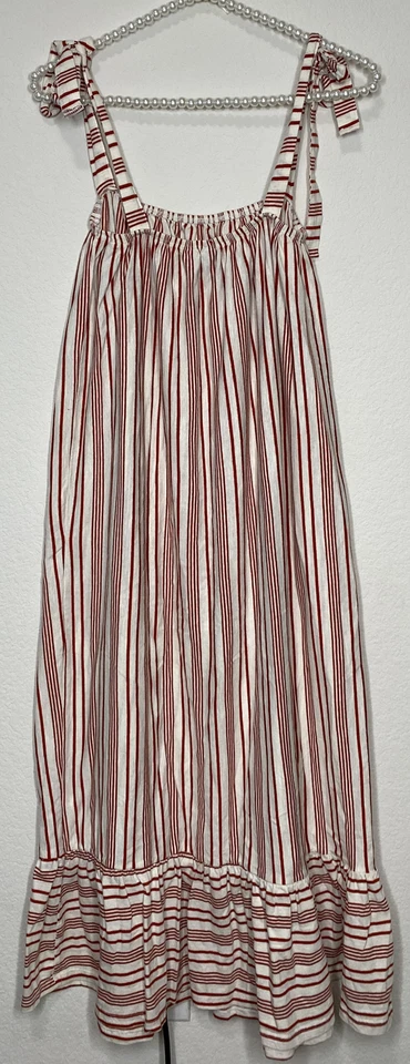 Maxi vestido solero a rayas rojas y blancas talla 6 con dobladillo con volantes campesinos de ASOS Foto 2 de 4