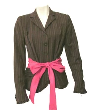 Nicole Miller Collection Striped Wool Blend Suit Jacket Blazer sz 6 made in USA