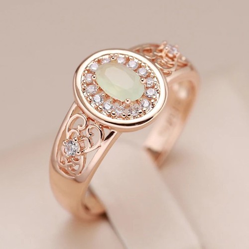 Eleganter Luxus Ring 585 RG Rotgold Rosegold mit grünen Zirkon 59(18,8 mm Ø) - Bild 6 von 7