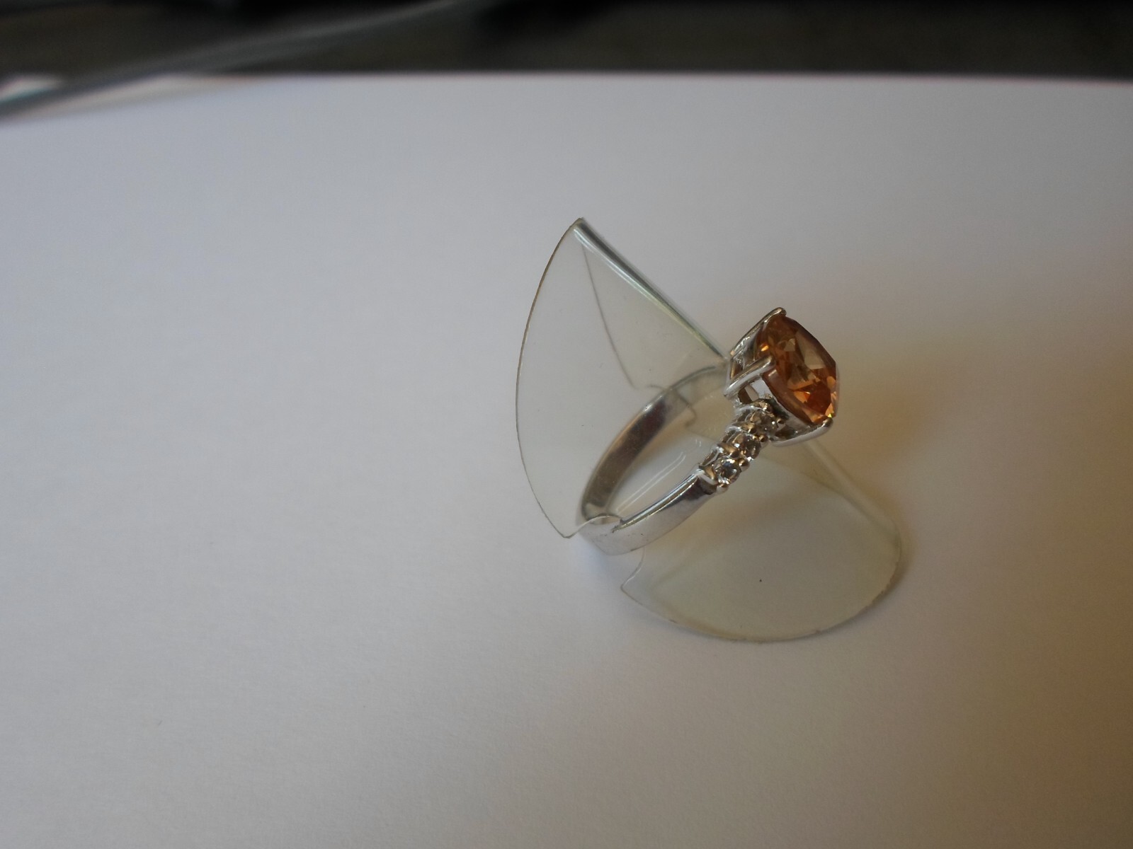 solid silver ring, square orange stone, zirconium… - image 7