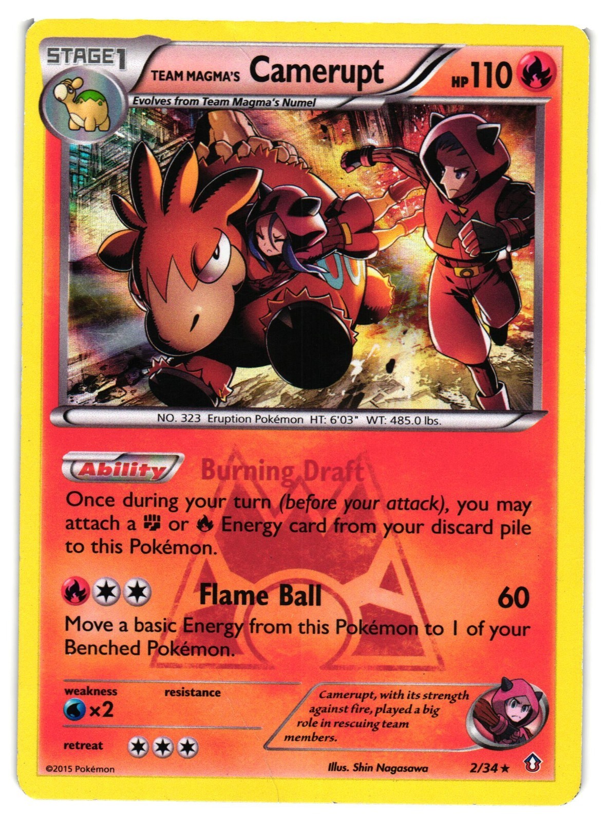 Pokemon TCG Team Magma's Camerupt 2/34 Holo Rare Double Crisis DMG