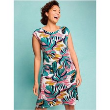 Talbots COZY CRUSH CROSS BACK DRESS - TROPICAL FRONDS Large