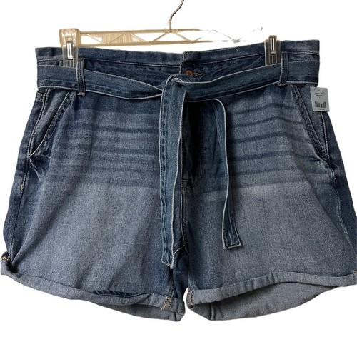 Pantalones Cortos Kancan 12 31 Tiro Alto Denim Mamá Jean Sandra Corbata Cintura Bellete Verano NUEVO - Imagen 5 de 12