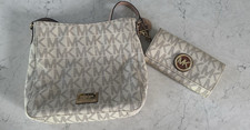 Michael Kors Logo Crossbody Bag Beige/Ivory Zip w/ Detachable Strap Wallet