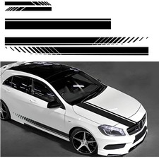 5-teiliges Auto Racing Aufkleber Set für Motorhaube & Seiten – Schwarz