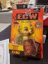 1999 New Sealed Signed Auto COA Autographed Sabu ECW OSFTM Figure Pivot Punch 